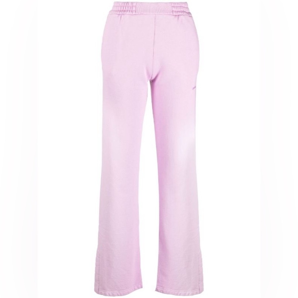 Off-White Diagonal Striped Cotton Track Pants Pink